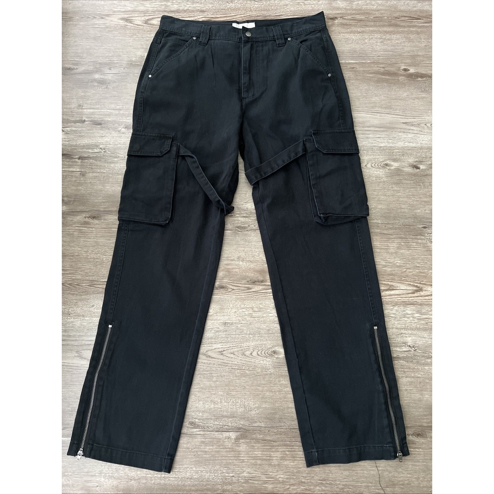 Standard Cloth Straight Relaxed Cargo Pants Black Mens Medium